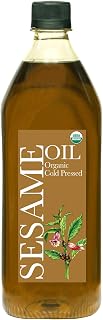 Daana USDA Organic Extra Virgin Cold Pressed Sesame Oil 34 fl oz - Pure for Cooking, Hair, Skin & Baby Care