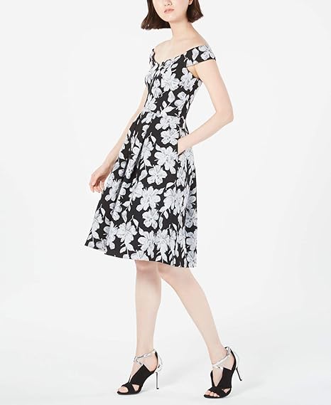 calvin klein floral off the shoulder dress