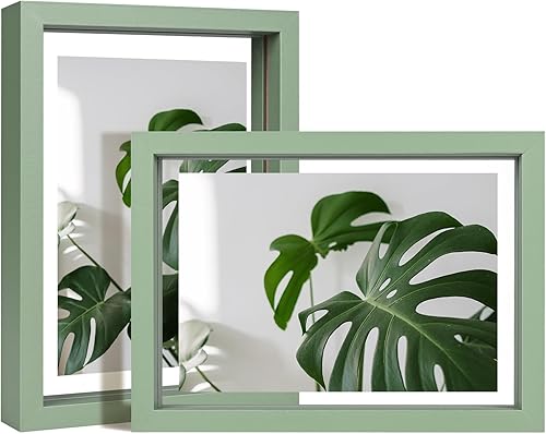 Miniatura 61 de Egofine Juego de 2 marcos flotantes de 8 x 10 pulgadas, marco de fotos de plexiglás doble, hecho de madera maciza, fotos de cualquier tamaño de