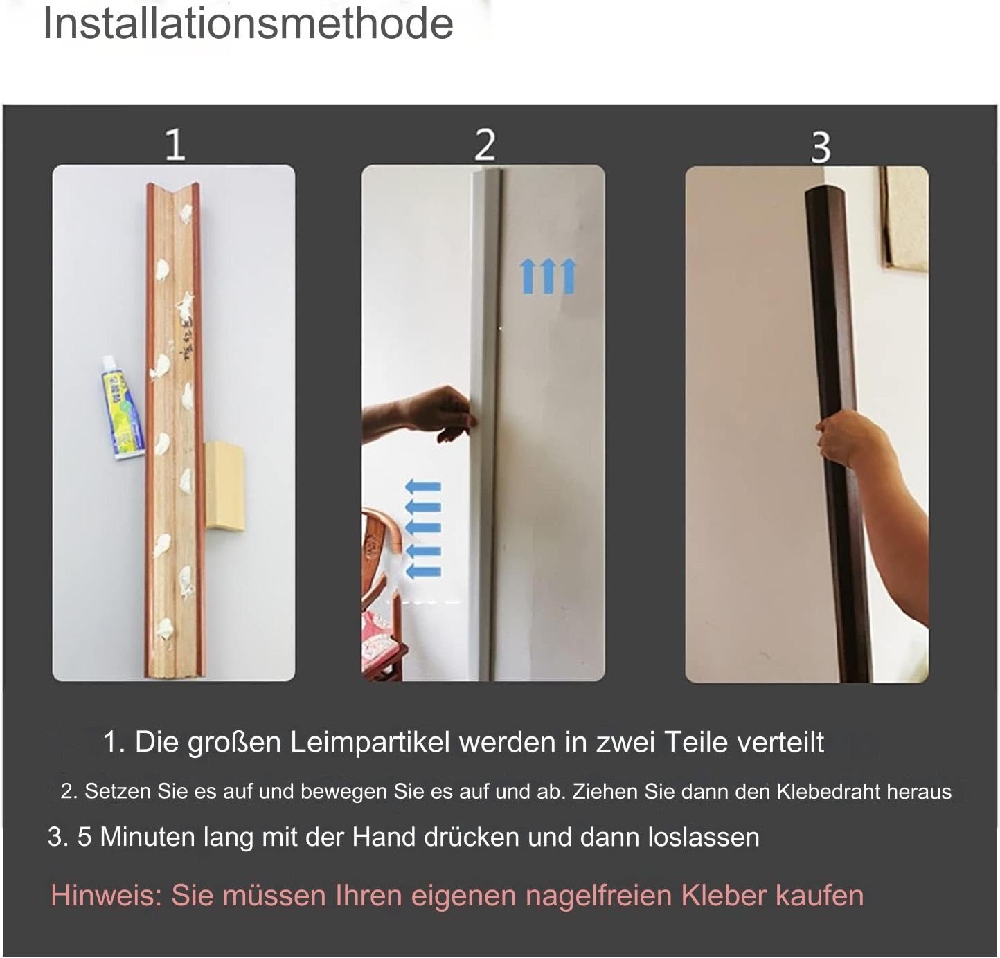Protector De Esquinas Para Pared - Madera Maciza 5 Cm Ancho, Impermeable, Varias Longitudes