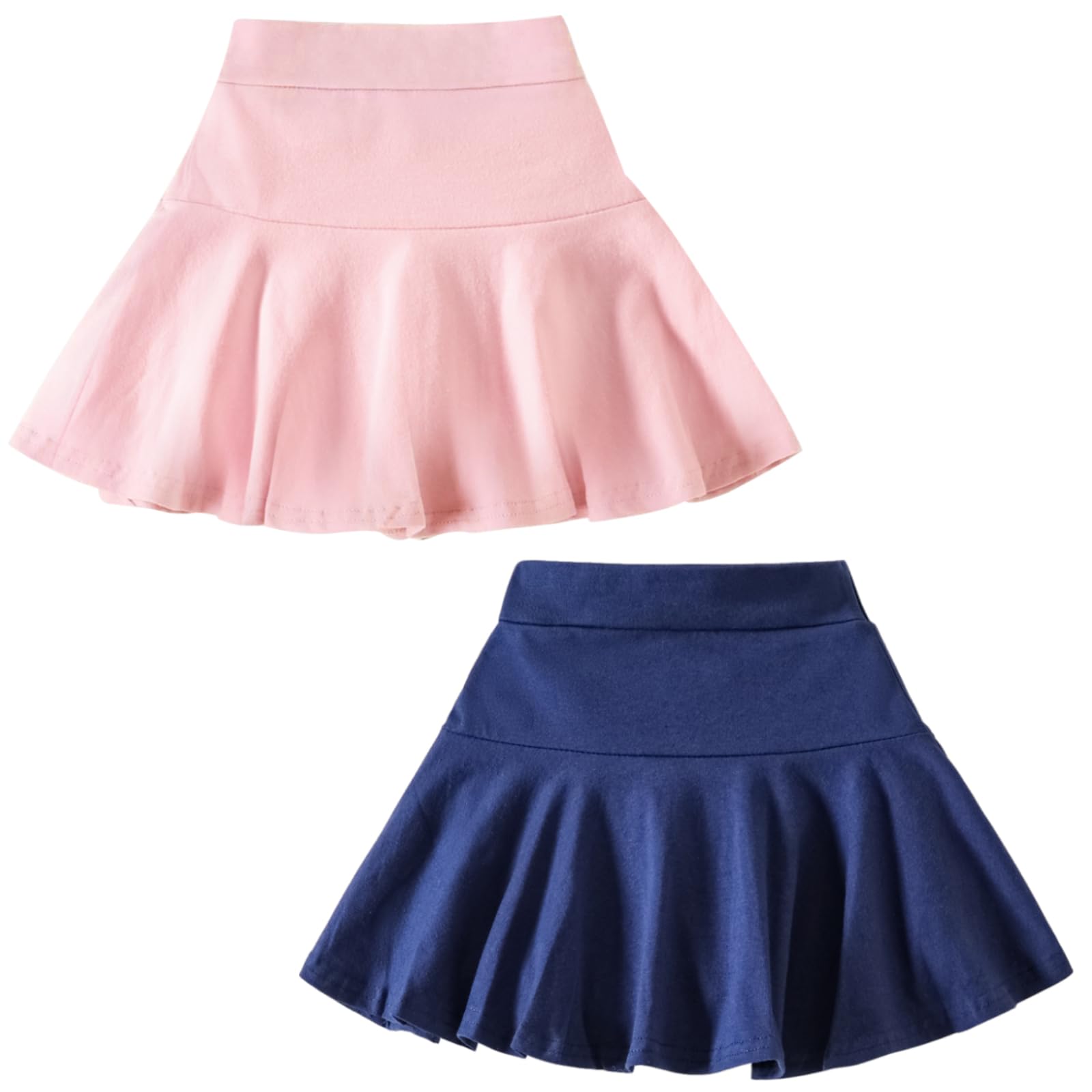 DREAM BUS 2 Pack Girl Pleated Skirts Built in Shorts Little Kid Tennis Skorts Toddler Girl Athletic Flowy Skorts Skirts