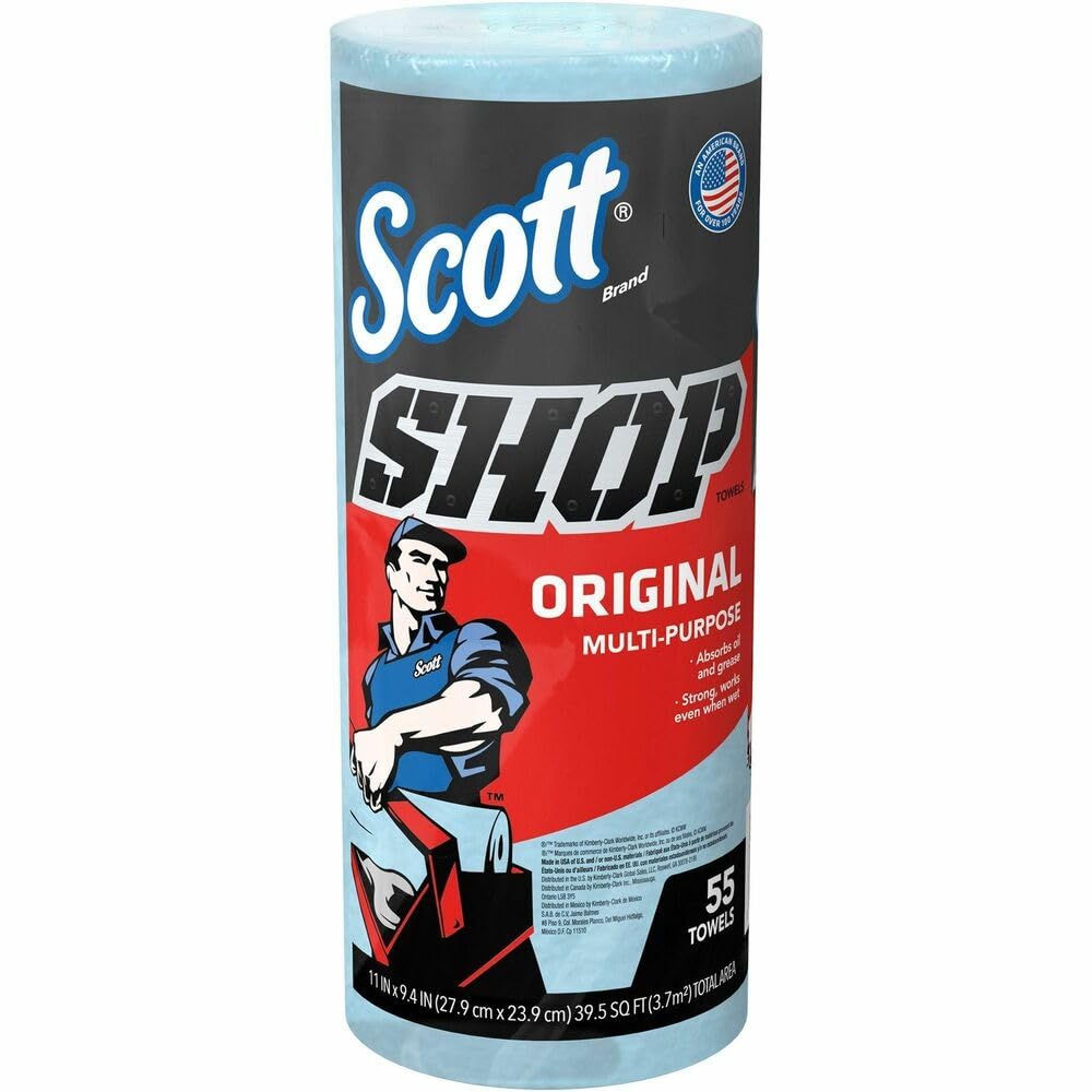 Scott Shop Towels Original 75130 - Heavy Duty Blue Towels - 1 Blue Roll x 55 Disposable Towels