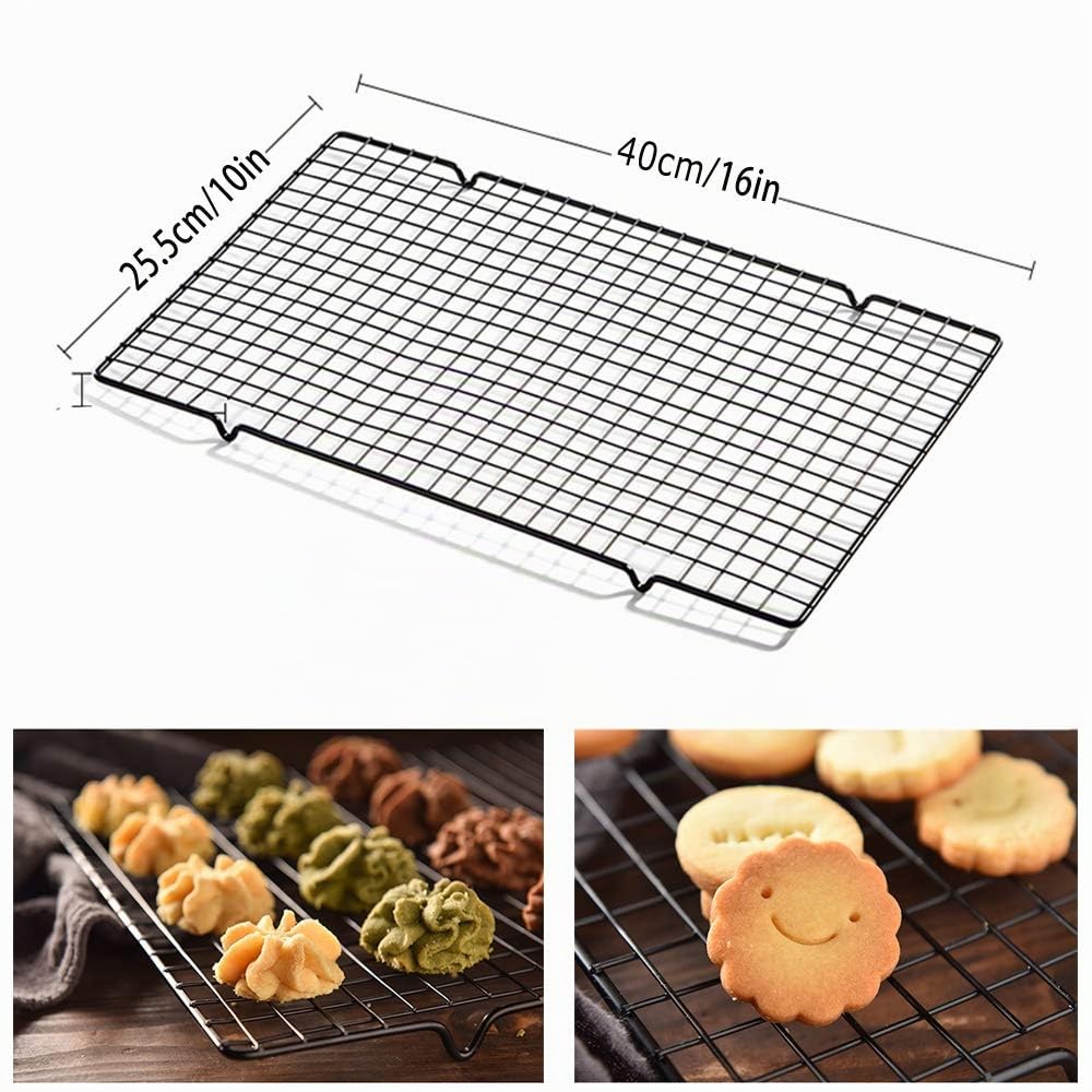 Pastel Estante de Enfriamiento Antiadherente Rejillas para Enfriar Acero Inoxidable Rejilla de Enfriamiento Bandeja de Hornear Parrilla de Alambre Accesorios para Asar, Hornear, Asar a Parrilla