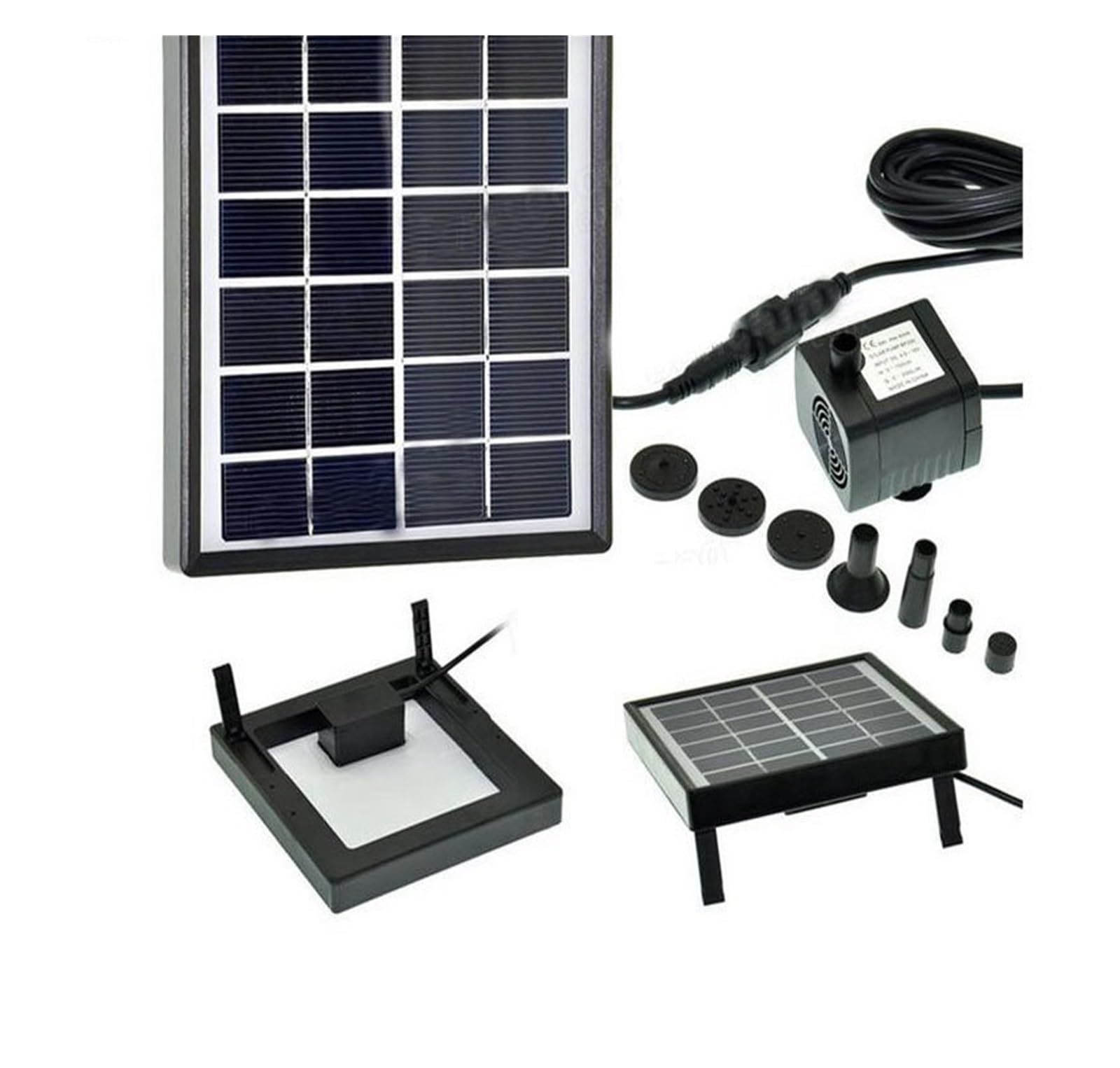 Pompe à eau solaire 175L/H avec panneau et kit de buses pour fontaine d'étang