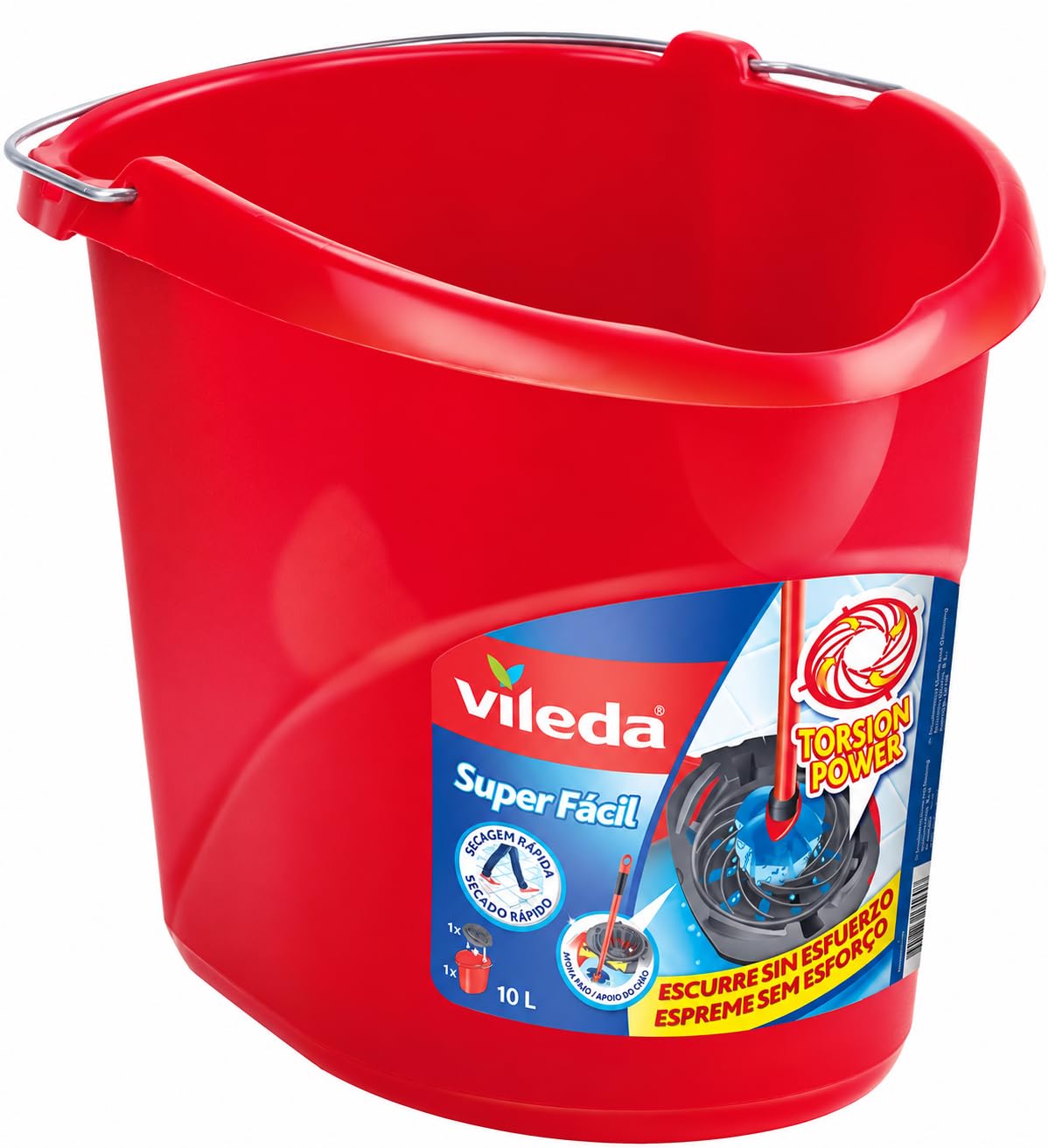 Vileda Super Easy Torsion Wringer Power Mop Eimer rot SuperMocio