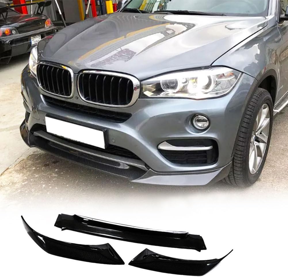 Gloss Black Front Bumper Lip for BMW F16 X6 Standard Bumper 2014-2018 Fiberglass Front Chin Spoiler Splitter Protector (3PCS)