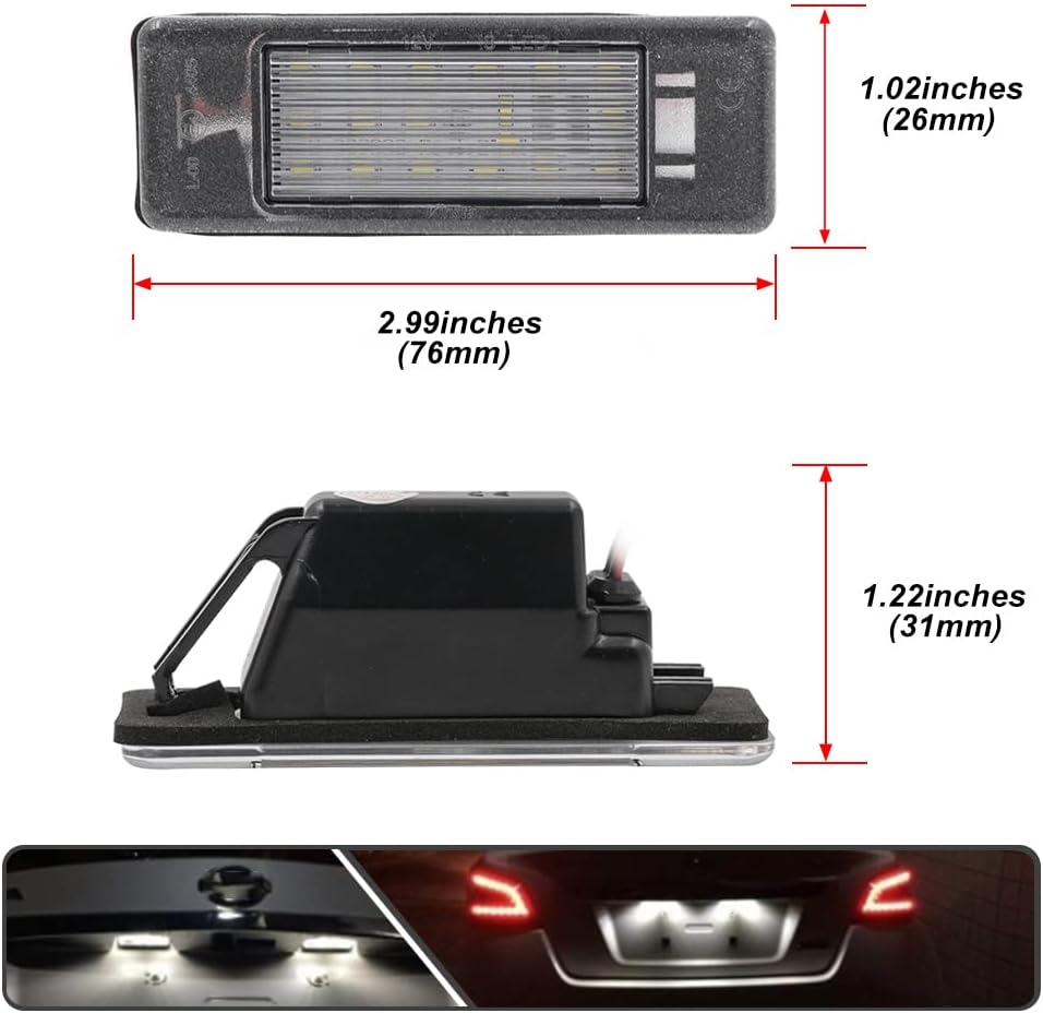 2Pcs LED License Plate Lights Number Lamp for Infiniti Q50 2014-2017 for Ni.ssan Juke 2011-2017 Powered by High Power SMD Xenon White LED Error Free