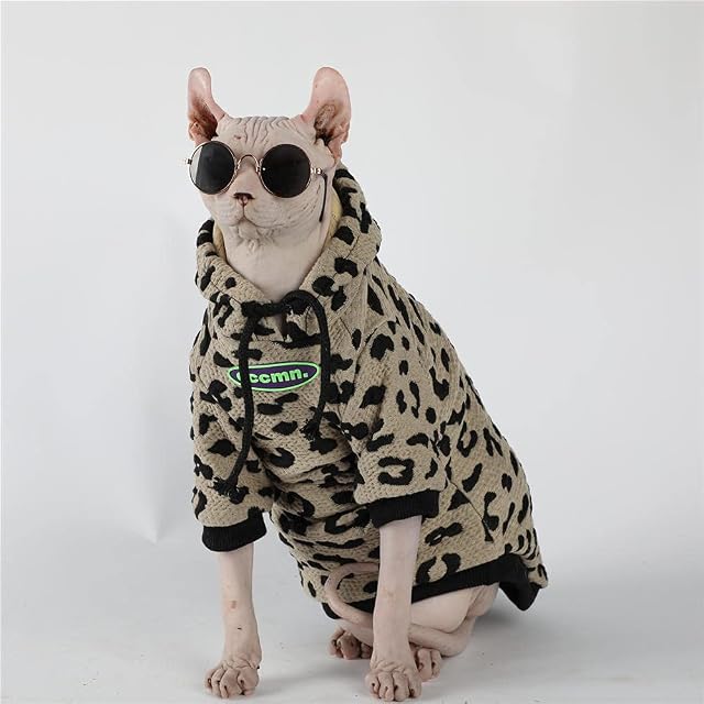 ZHIHAN Ropa para Gatos esfinge Gato sin Pelo otoño e Invierno cálido suéter con Estampado de Leopardo…
