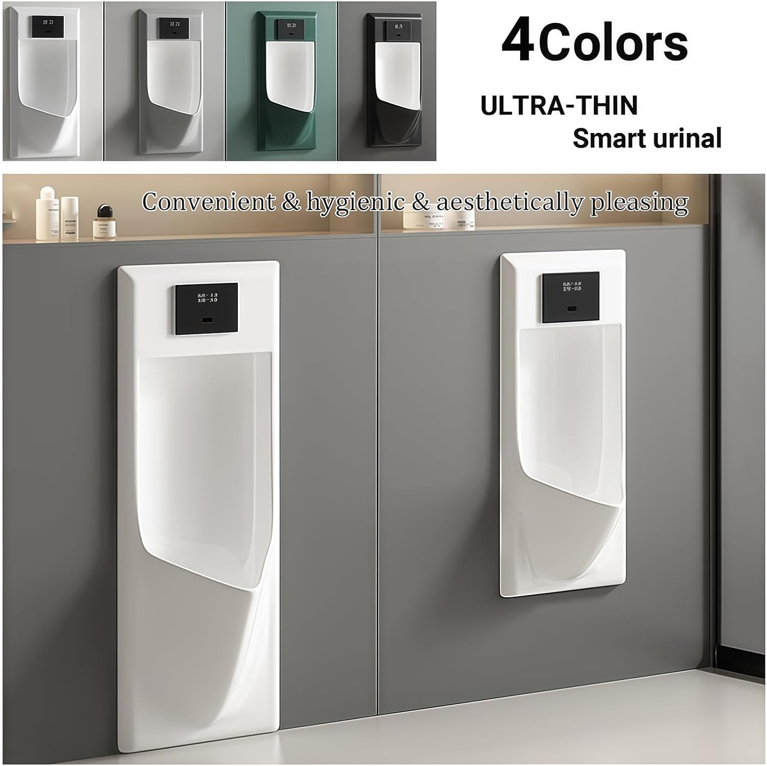 Commercial Washout Urinal,Induction Adult Urinal,Urinals for Men Spill Proof,Automatic Sensor Urinal,Wall Mounted Sensor Urinal,Splash-Proof Male Urinal(Green,Wall-mounted)