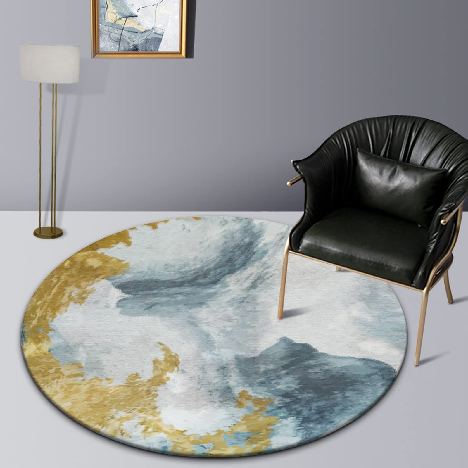 Tapis antidérapant rond 200cm anti-glisse pour sécuriser un sol en art abstrait