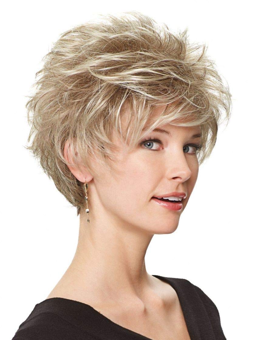 Perk Avg Cap Color G56+ Sugared Silver - Gabor Wigs 4" Short Spiky Smooth Classic Cut Flexlite Synthetic Personal Fit Cap Textured Layers Bundle MaxWigs Hairloss Booklet