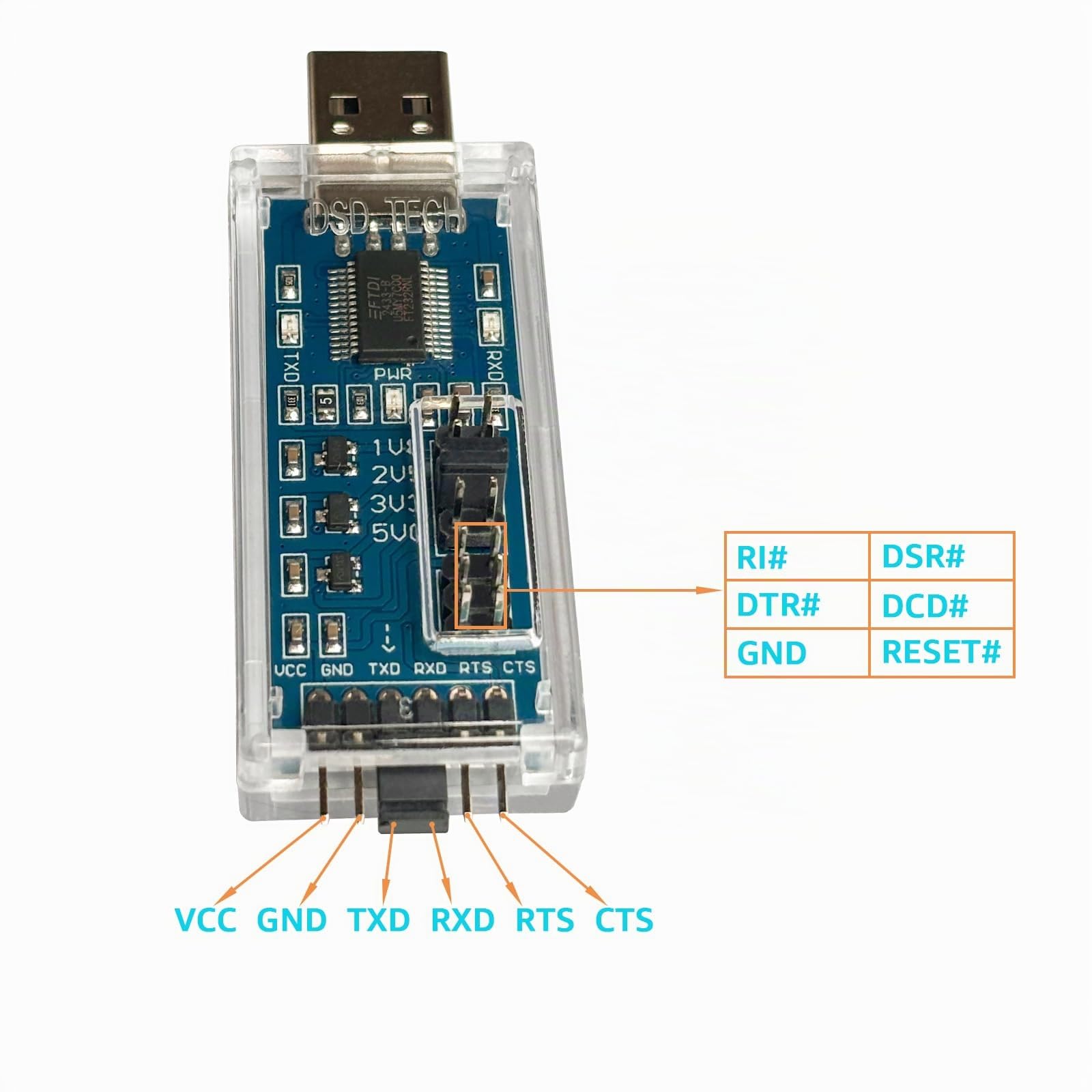 DSD TECH SH-U09C5 Cavo convertitore UART da USB a TTL con supporto per chip FTDI 5V 3.3V 2.5V 1.8V 1.8L TTL
