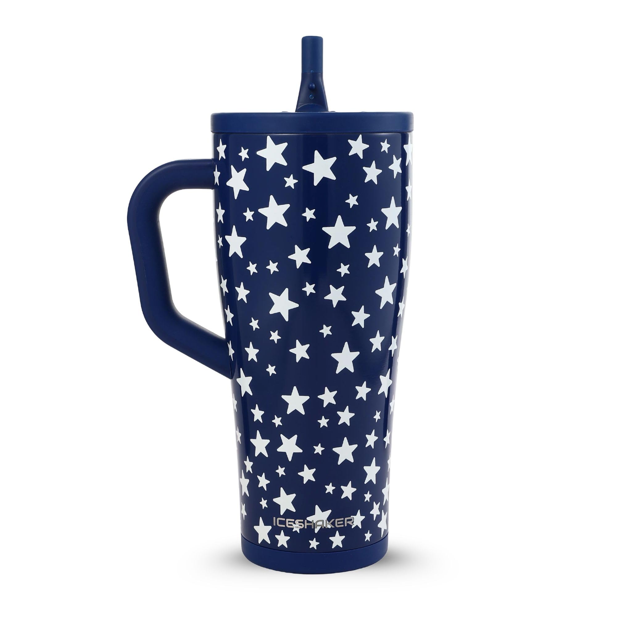 Ice Shaker 32 oz Tumbler with Handle and Straw | 32oz Star Spangled | Cold for 30+ Hours | 2-in-1 Tumbler Shaker Bottle | Odor-Free 32 ounce Bottle for Water, Protein Shakes, Smoothies, Cocktails