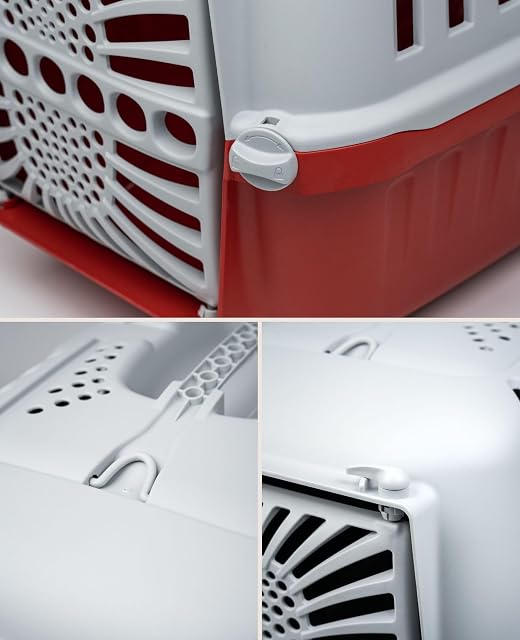 Foto 5 de 6 de lionto Caja de Transporte de plástico Reciclado para Perros y Gatos, Caja de Transporte para Mascotas