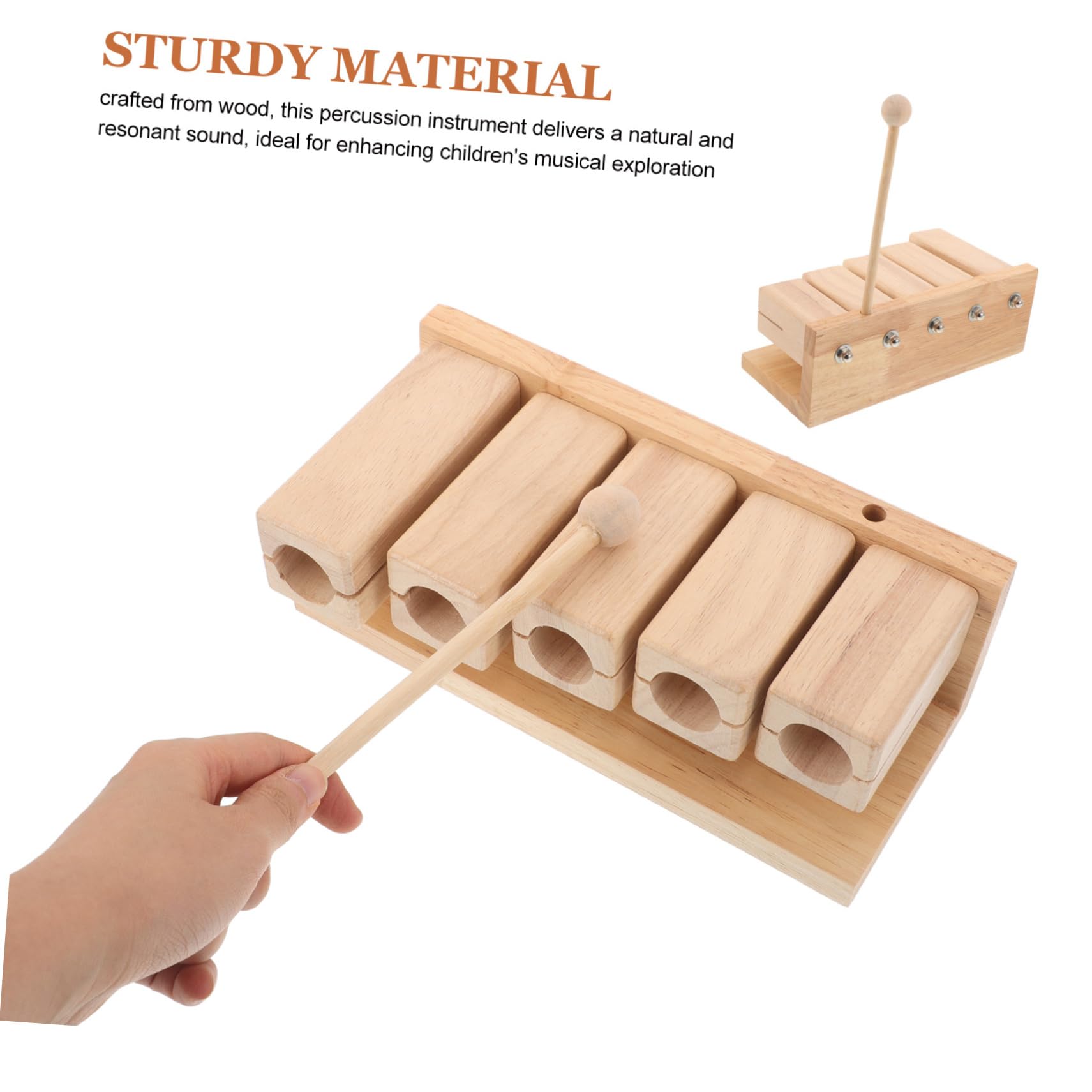 FRCOLOR Strumento Ritmico Musicale in Legno con Mazzuolo, Design Pentatonico a Cinque Toni, Impugnatura Ergonomica Adatta a Ragazzo Ragazza per Lezioni di Musica e Gioco Educativo