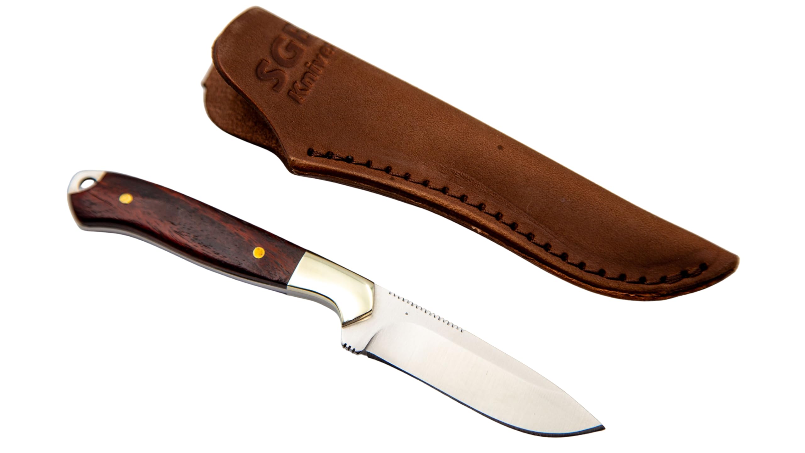 Puma SGB – Caping Knife - Präzisionsmesser für Jagdtrophäen - 63mm Klinge aus deutschem Stahl (1.4116, 55-57 HRC) - Griffschalen aus Jacarandaholz - Inklusive Lederscheide (Art.Nr.: 6580010W)