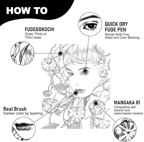 Miniatura 10 de Kuretake Zig Inktober - Juego especial de ilustración para dibujo de manga, letras y caligrafía, calidad de artista profesional, fabricado en Japón