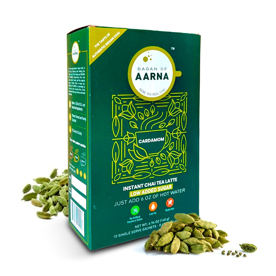 Bagan of Aarna Instant Cardamom Chai, All Natural Spiced Tea Mix, Authentic Chai Powder with Natural Flavour, Makes 10 Cups (No Sugar Added)