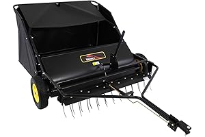 Brinly STS-42BHDK-A 42" Tow-Behind Lawn Sweeper with Dethatcher and Hamper Windscreen