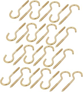 Aexit 5.1mm Dia Home Hardware Thread 71mm Length Iron Brass Plated Self-Tapping Screw Hook 25pcs Model:60as214qo762