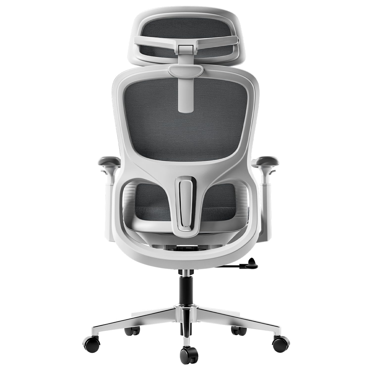 Hbada P2 Ergonomic Office Chair with 3D Lumbar Support, Mesh Chairs with 3D 360° Rotation Arms, 3D Headrest & Comfortable Seat, 135° Stepless Tilt Function, White