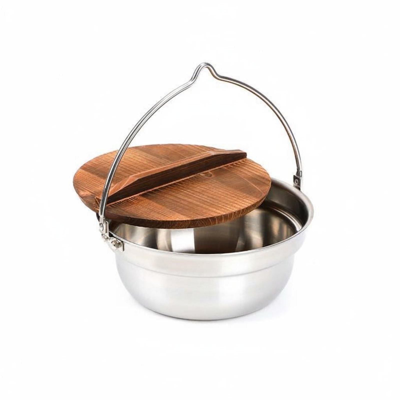 Olla Colgante de Acero Gran Capacidad Olla Colgante de Camping Resistente a la Deformación Camping con Tapa para Fogata, 18 Cm, Modelo A