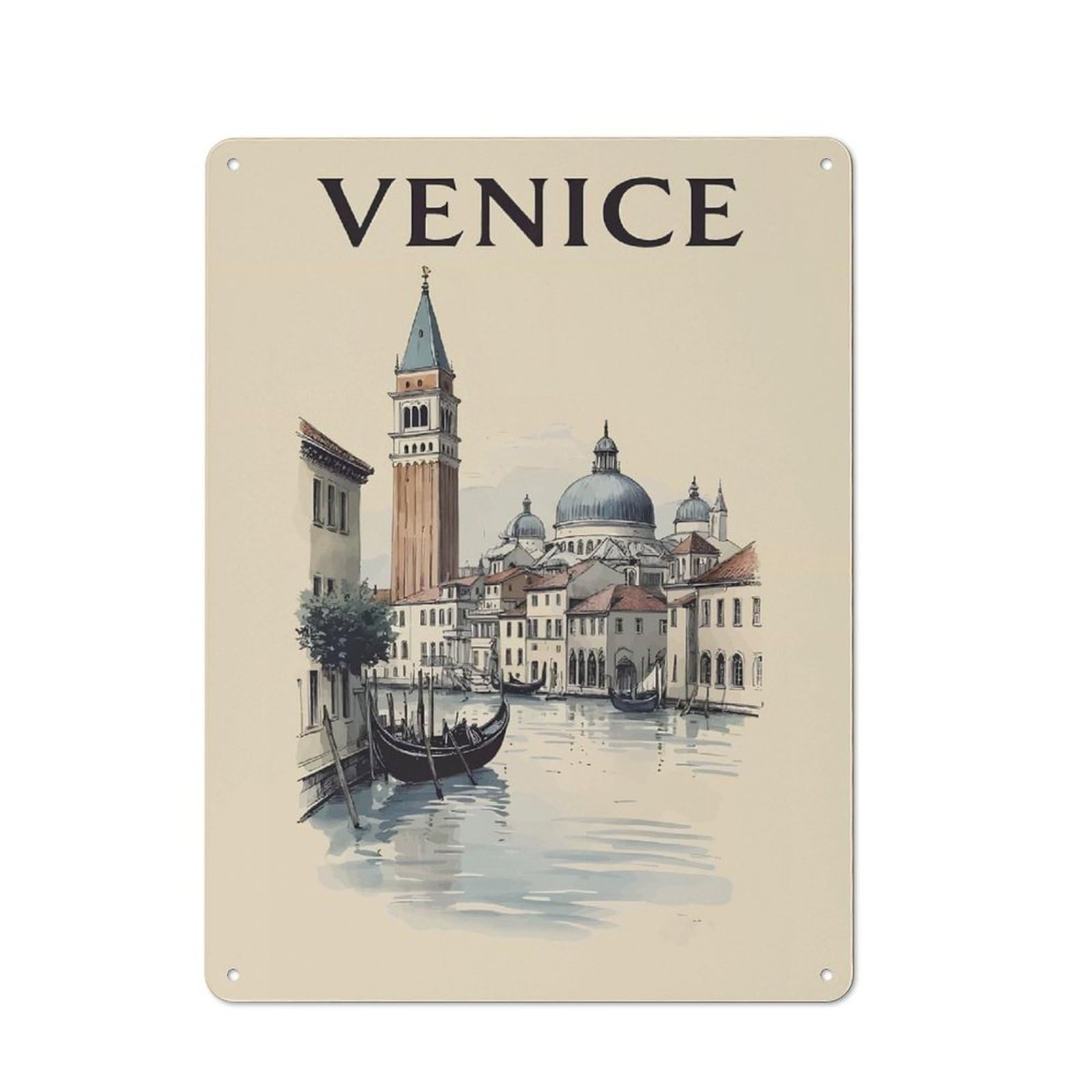 Junmoney Style-12 Outdoor Room Shed Metal Sign 40X30cm Featuring Venice Canal Scene, Utility Space Decor For Patio Bar, Workshop, Shed Or Kitchen