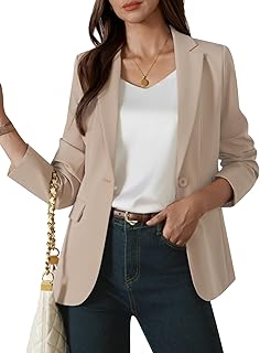Womens One Button Blazer Casual Open Front Long Sleeve Suit Jackets Busi...