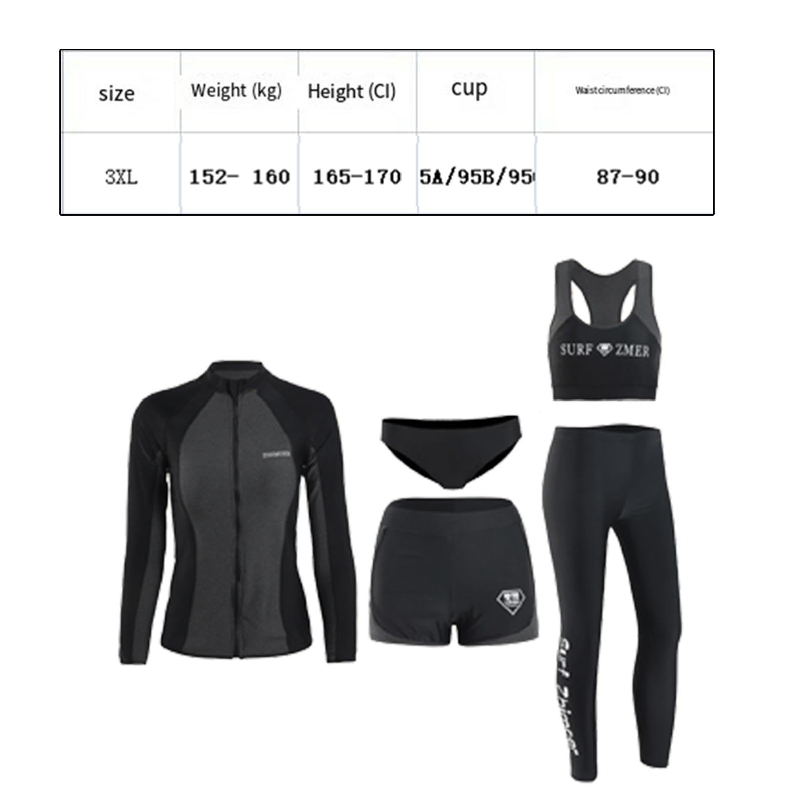 5 Pezzi Muta Donna Set Completo Tuta da Immersione Poliestere Elastico Abbigliamento Traspirante Design alla Moda Adatta per Snorkeling Surf