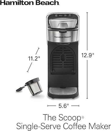Miniatura 8 de Hamilton Beach The Scoop - Cafetera de una sola porción y cafetera de molido rápido para tazas de 8-14 onzas, se prepara en minutos, depósito