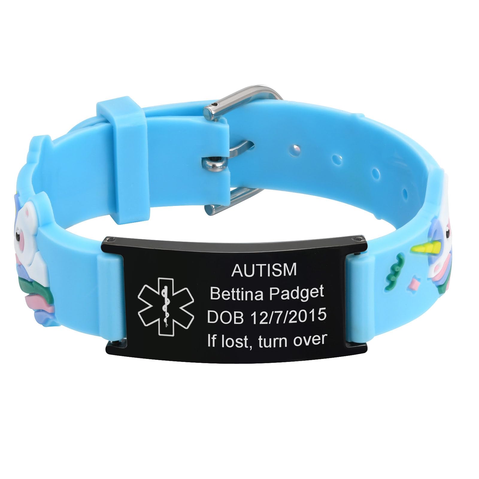 Personalised Safety Medical Bracelets for Child - Adjustable Silicone Anti Lost Safety ID Bracelet for Kid Engraved Name Emergency Info, Customised Medical Alert Bracelet for Boys Girls Toddlers