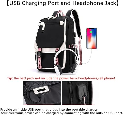 Miniatura 4 de Mochila para niñas y niños mochila escolar para estudiantes de escuela primaria secundaria mochila de viaje para niños Negro Rosa Mochilas Daypack