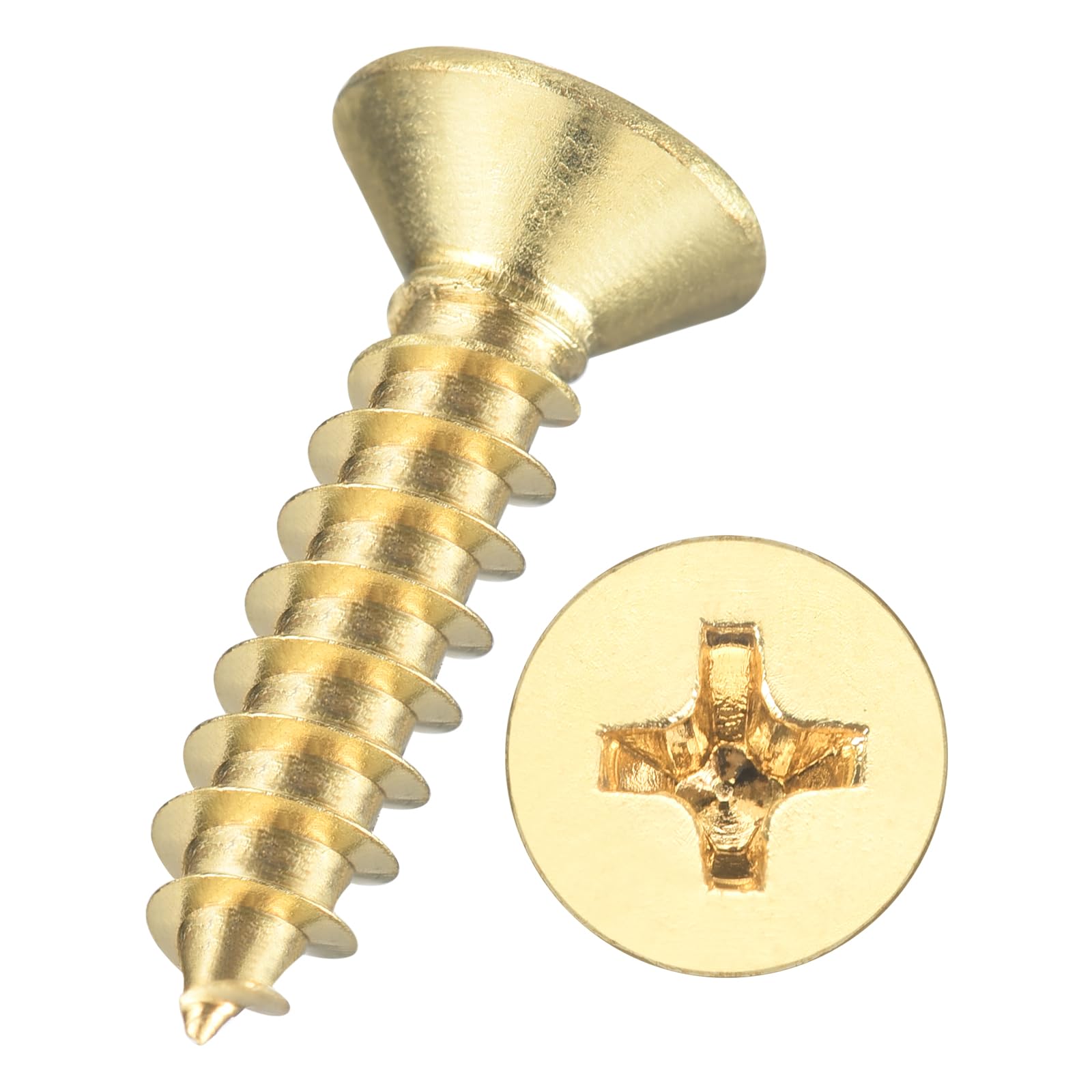 Kozelo 300pcs Phillips Flat Head Wood Screws - [#8x3/4"] Carbon Steel Countersunk Self Tapping Screws for Furniture Assembly, Interior Trim, Outdoor Construction, Brass — image 1