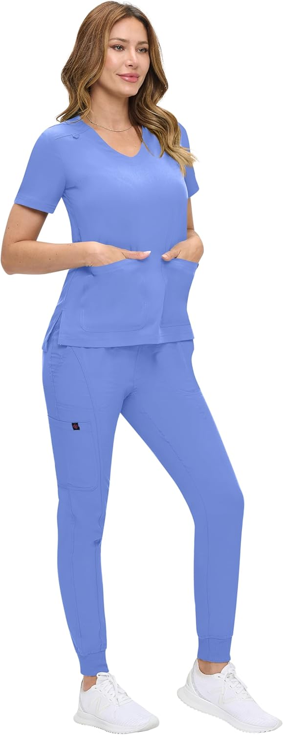 Natural Uniforms Womens Ultra-Soft Luxe Stretch Jogger Scrub Set with Regular and Petite Sizes - Image 2