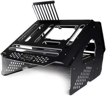 PrimoChills Praxis Wetbench Powdercoated Steel Modular Open Air Computer Test Bench for Watercooling or Air Cooled Components - Black w/Solid Grey Accents