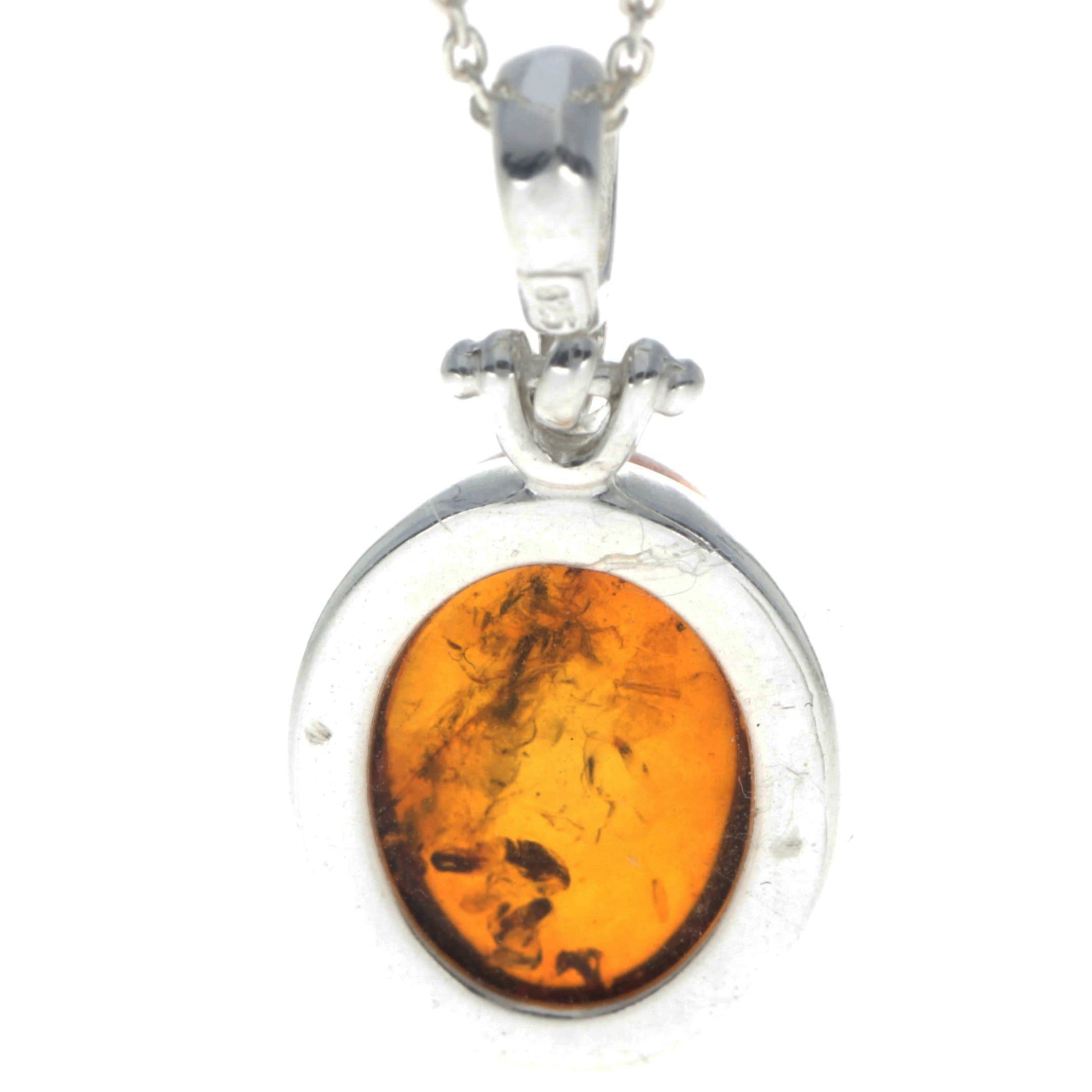 SilverAmber Jewellery Ciondolo classico in vera ambra baltica e argento sterling senza catena – 1522