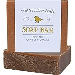 The Yellow Bird Pine Tar Soap Bar - Natural Handmade Face & Body Wash for Men & Women - Moisturizing Cleanser with Shea Butter, Olive & Coconut Oils, and Woodsy Essential Oil Blend (Made in USA)