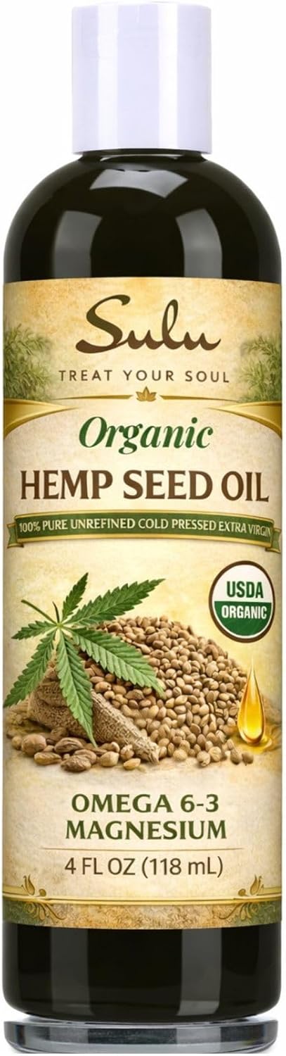 SULU ORGANICS 64 fl.oz USDA Organic Unrefined Cold Pressed Hemp Seed Oil