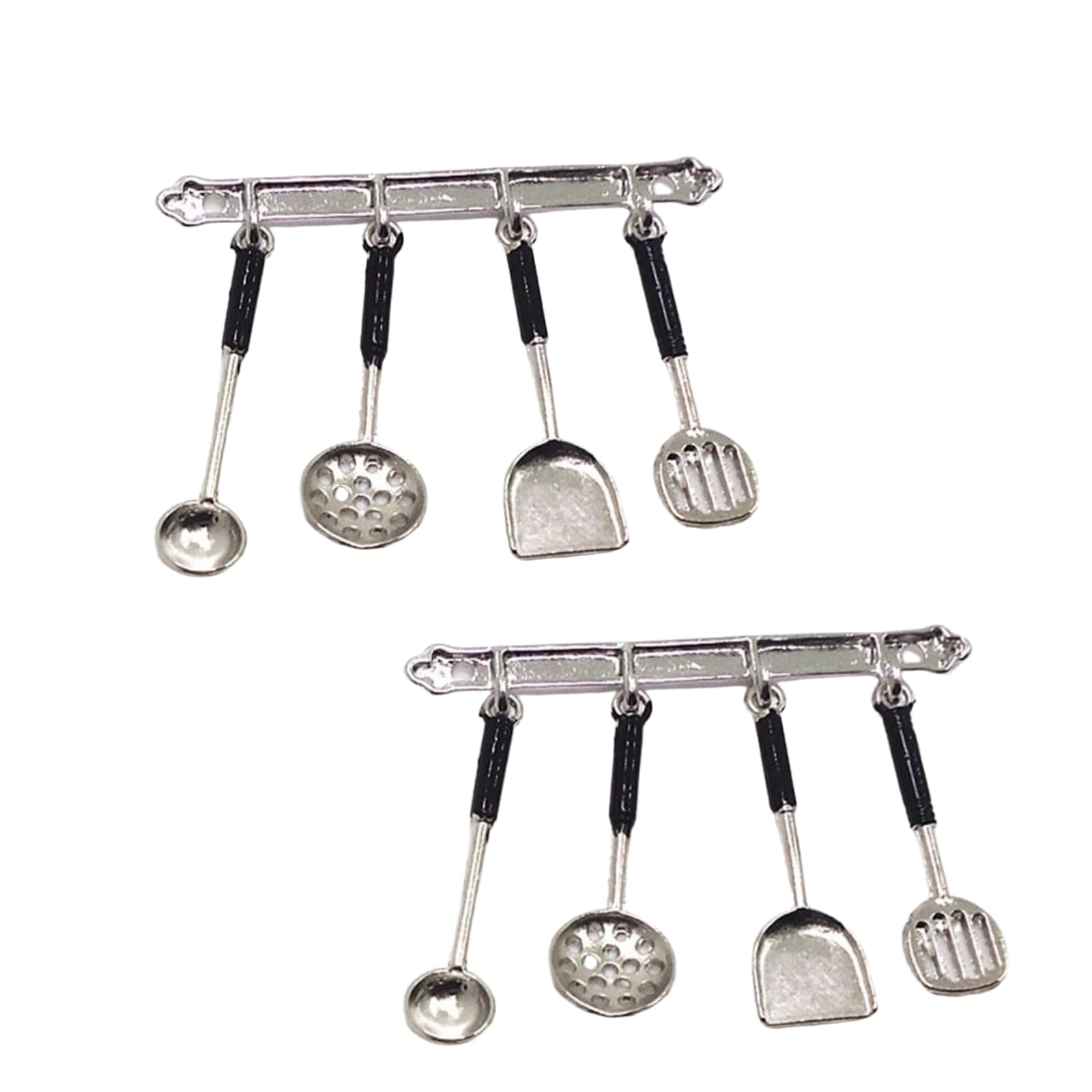 2 Set Silver 1/12 Miniature Kitchen Utensils Dollhouse Decoration Accessories, Miniature Dollhouse Accessories Kitchen Set (2x1.6 inch)