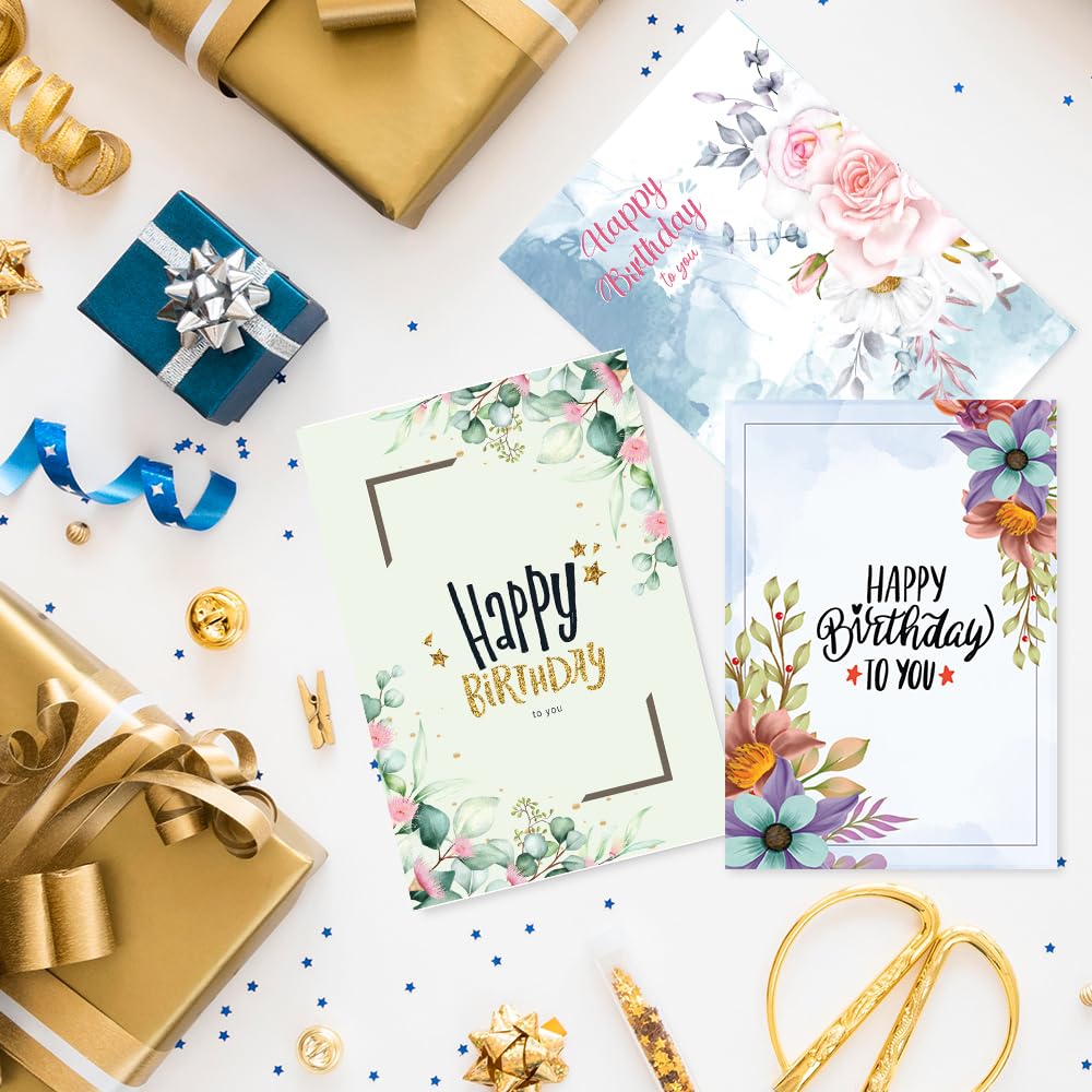 Premify Birthday Cards Multipack Of 24, Birthday Card Set Includes 24 Mixed Happy Birthday Card Designs, Blank Inside, Bulk Birthday Cards & Envelopes - View #10