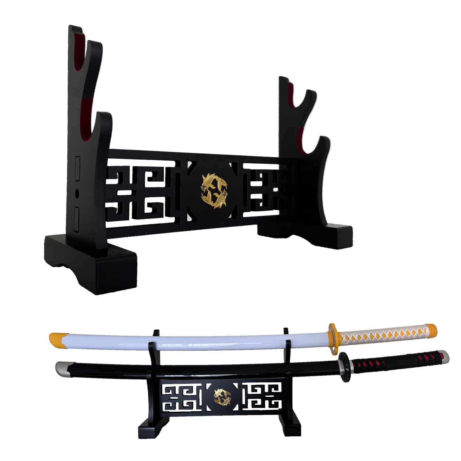 Porta katana samurai spada espositore Rack Bacchetta Wakizashi Velluto imbottito zoro spada Cosplay Arma Display Stand 2 livello