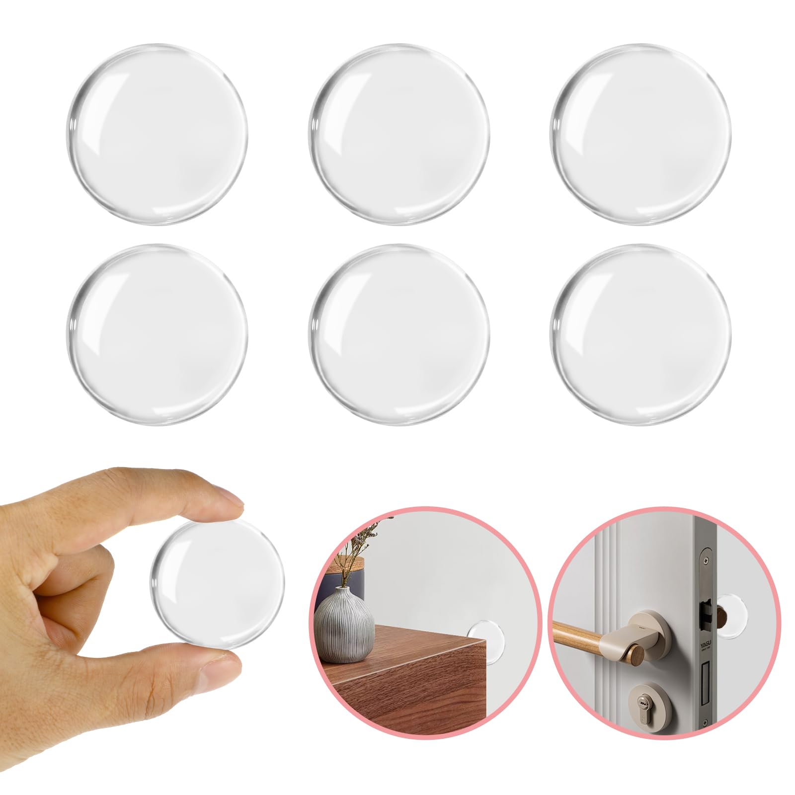 6 Stück Gummipuffer Selbstklebend, Türpuffer Transparent, türgriff schutz, türstopper gummi, Türstopper Wand Selbstklebend, Stoßdämpfend und geräuschlos, robust und langlebig