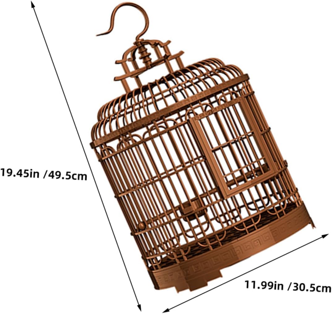 Large Retro Plastic Bird Cage Villa for Home and Outdoor Use Portable Travel Carrier for Parakeets Cockatiels and Lovebirds Spacious Design Easy Access and Detachable Base