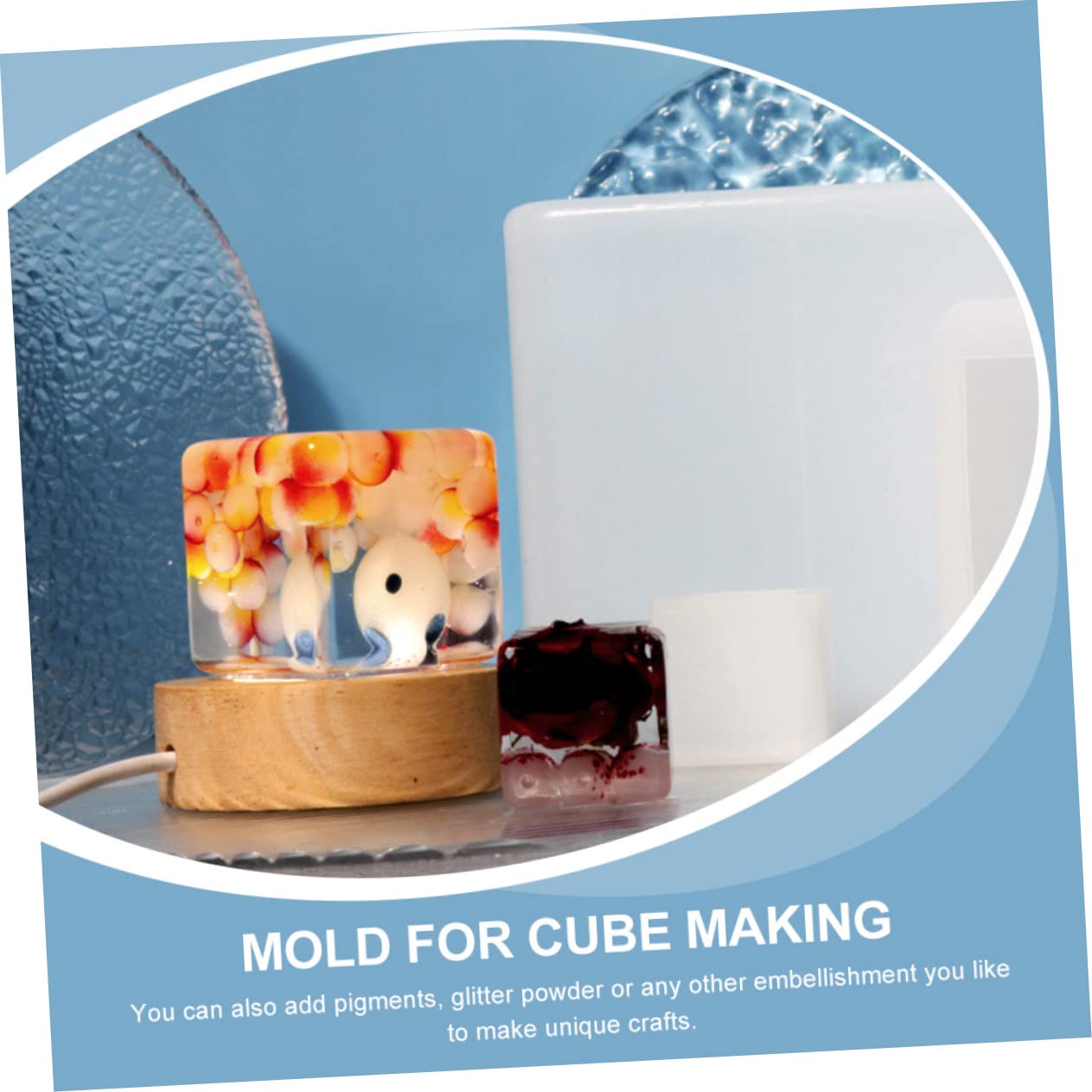 5 moldes cuadrados de epoxi para decoración del hogar, moldes de resina grandes, moldes de silicona para velas, moldes de silicona para pasteles, gel de sílice, taza de papel para el hogar, color
