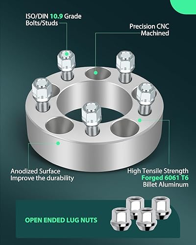 Miniatura 3 de SCITOO 4 espaciadores de rueda de 5 x 4.5 pulgadas, paso de rosca de 12 x 1.5 pulgadas, orificio del buje de 3.248 in, 5 lengüetas, espaciadores de