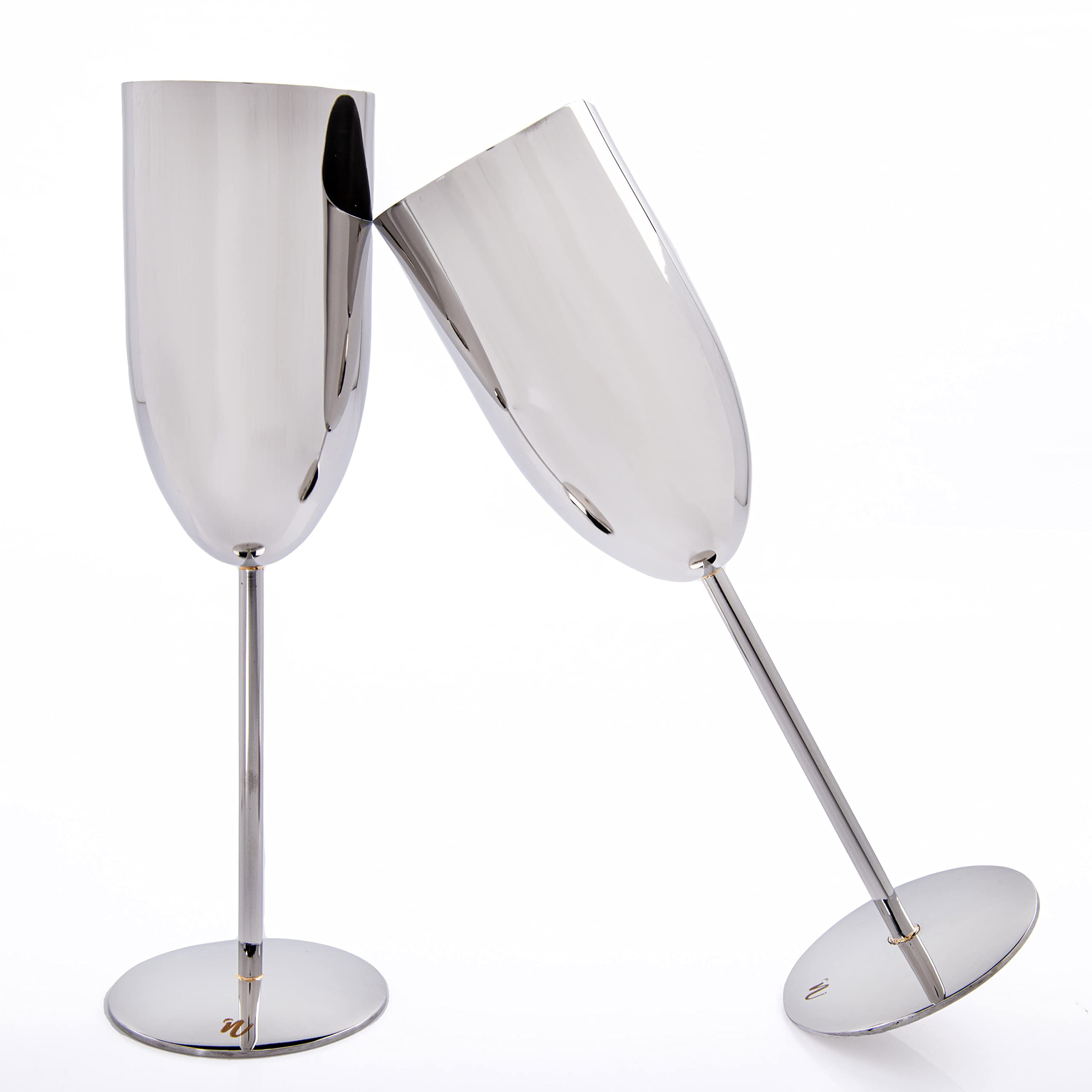 GIBOX Glory Tulip Brass Wine Glass Silver Coated, 200ml Wine Goblet | Champagne Glasses for Party, Home, and Restaurant | Perfect for Juice, Champagne, Red and White Wine (Tulip Pack of 2, 2, Count)