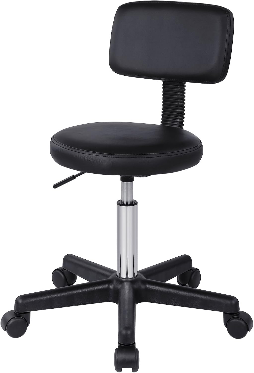 SONGMICS Swivel Stool on Wheels, Adjustable Rolling Stool, Upholstered