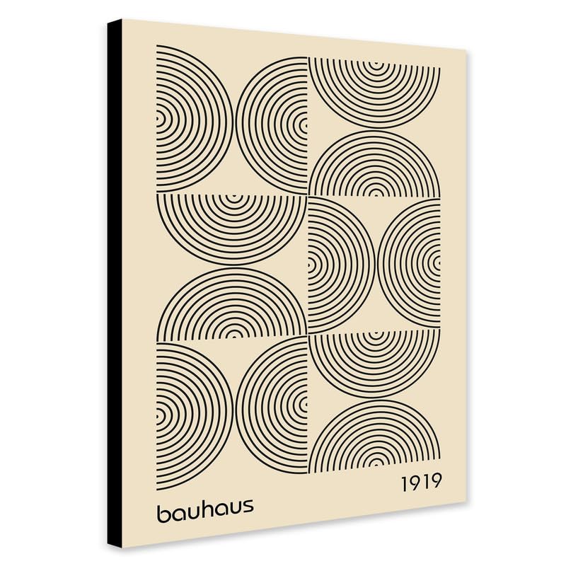 Bauhaus - Half Circles Lines Wall Art - Wrapped Framed Canvas Wall Art (A0 [46 x 32 inch / 117 x 81 cm])