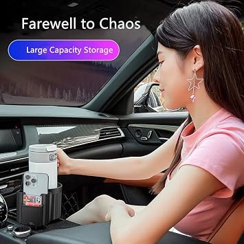 Expandable Car Cup Holder NEW 3-in-1 with Phone Holder and Card Slot Adjustable Cup Holder for Car Cup Holder Expander Suitable for bottles ranging from 10 oz to 38 oz Large Cup Holder Adapter for Car
