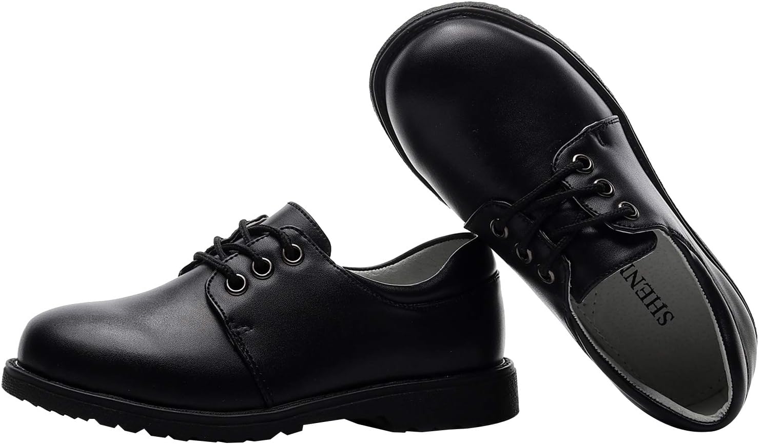 rismart Boys' Leather School Uniform Oxfords Lace up Dress Shoes